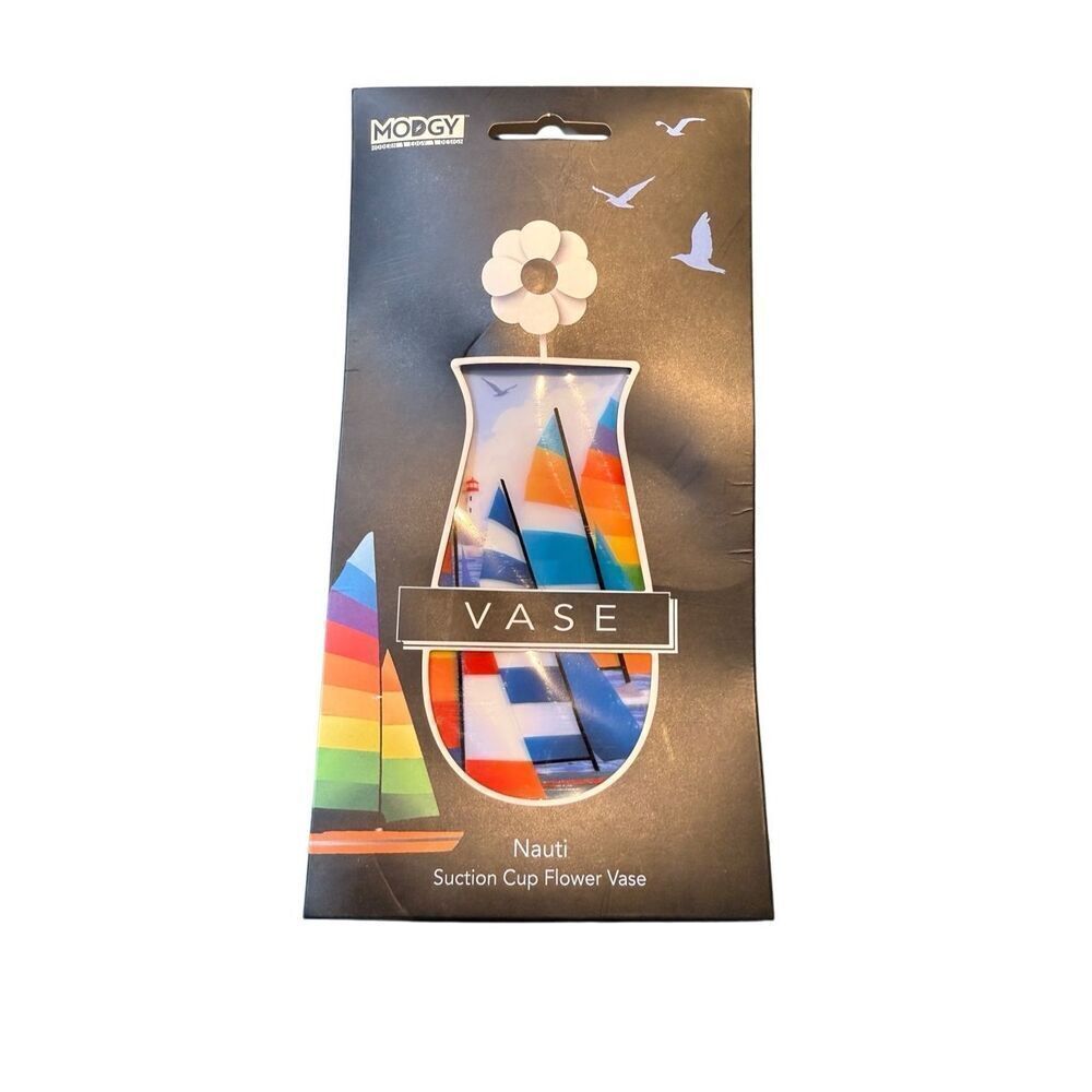 NWT Modgy Multicolor Sailboat Nauti Expandable Suction Cup Flower Vase